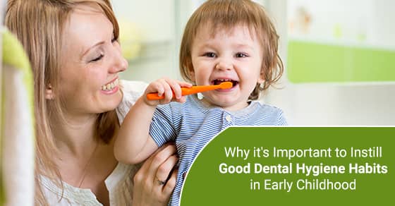 mother teaching son child teeth brushing in bathroom